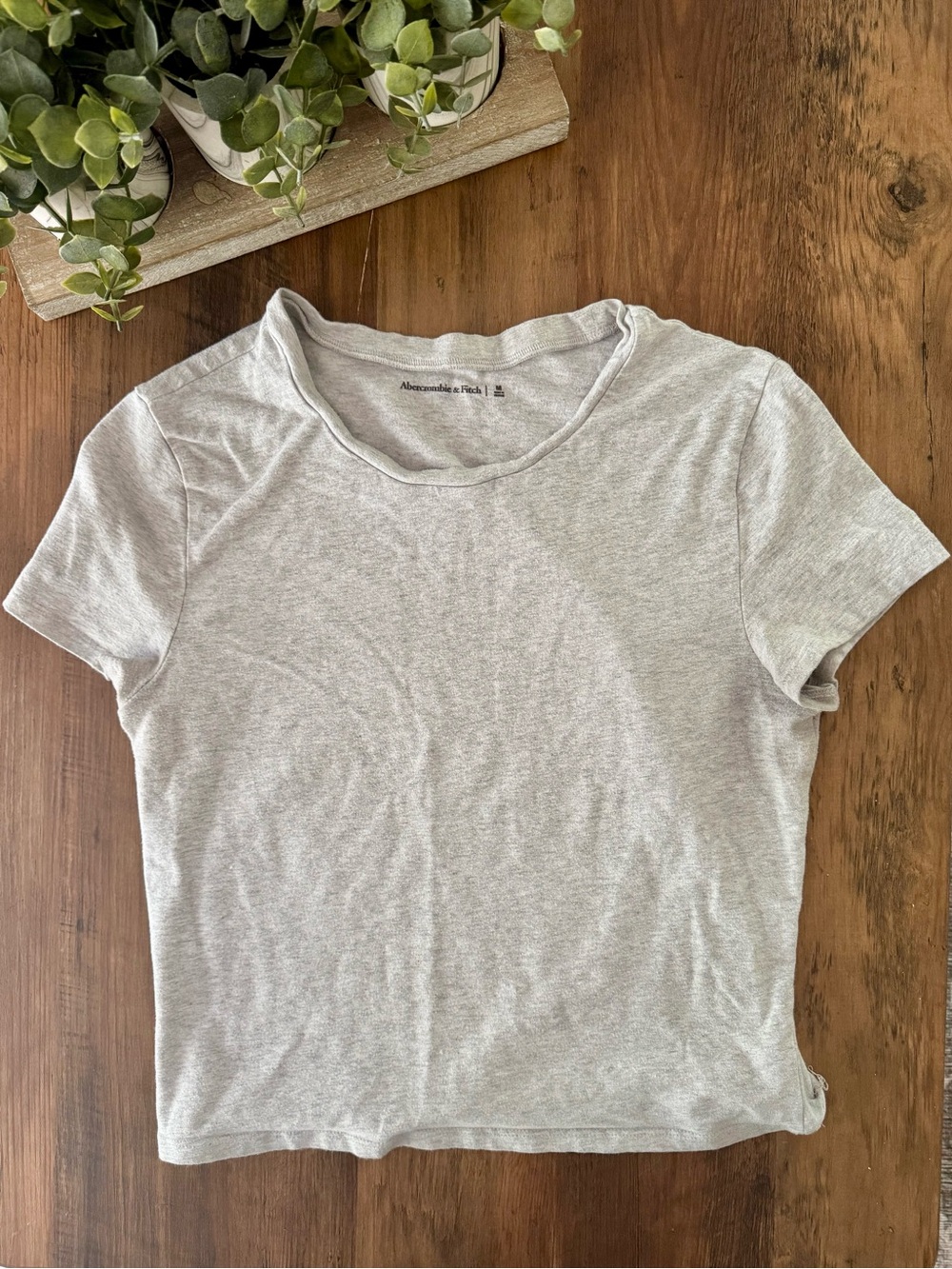 Abercrombie & Fitch Light Gray Cropped Tee | Size Medium | Soft Everyday Basic